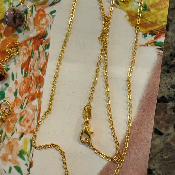 Colorful Pendant Set with Gold Accents 18” GP 925 Chain - Picture 3 of 4